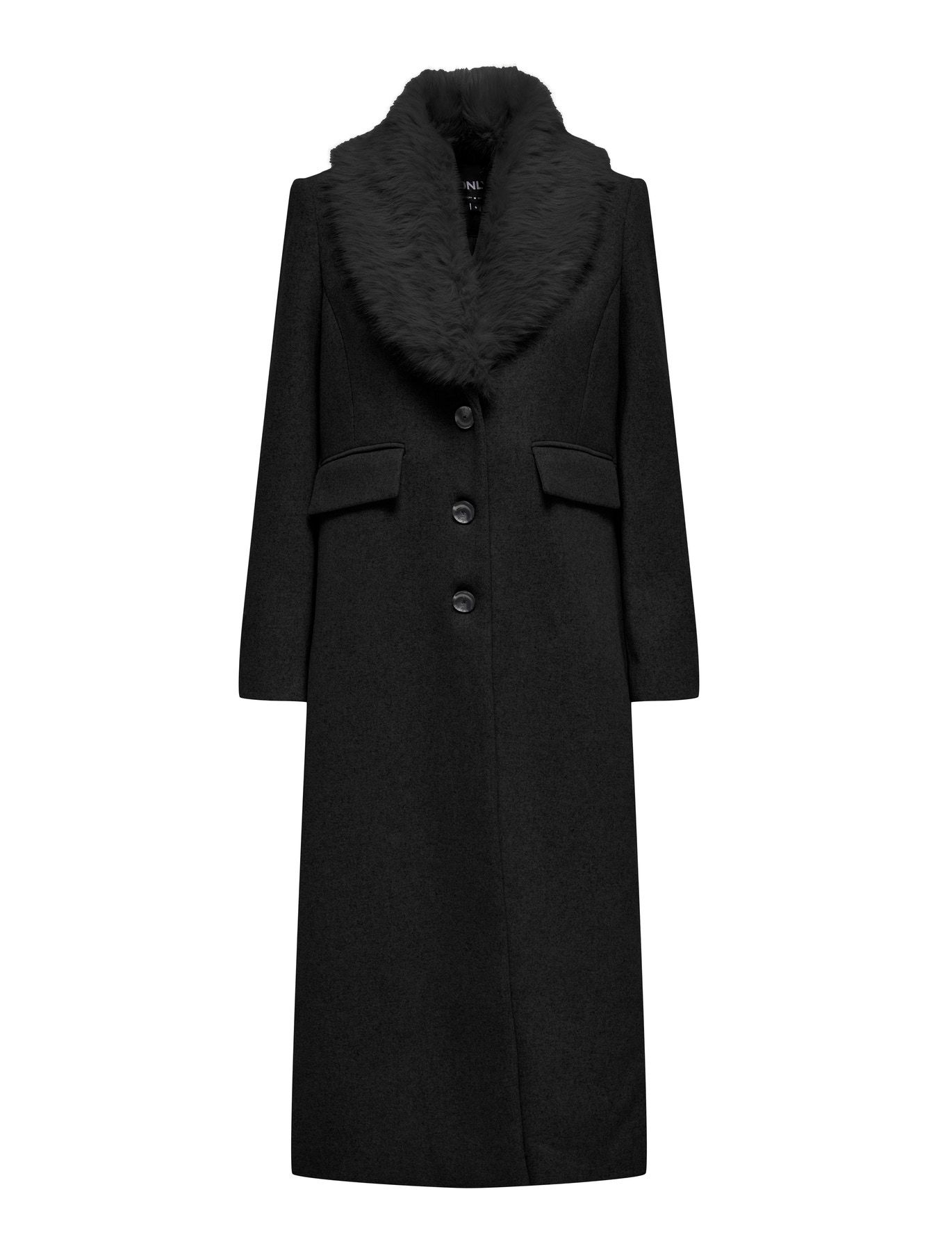 F_15349097_M_4852137_Front Abrigo largo con cuello de pelo LANNIE - Imagen 1