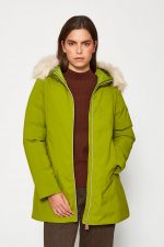 Parka larga con capucha de pelo blanco - Imagen 3