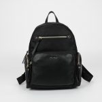 Mochila en nylon con bolsillos en ecopiel