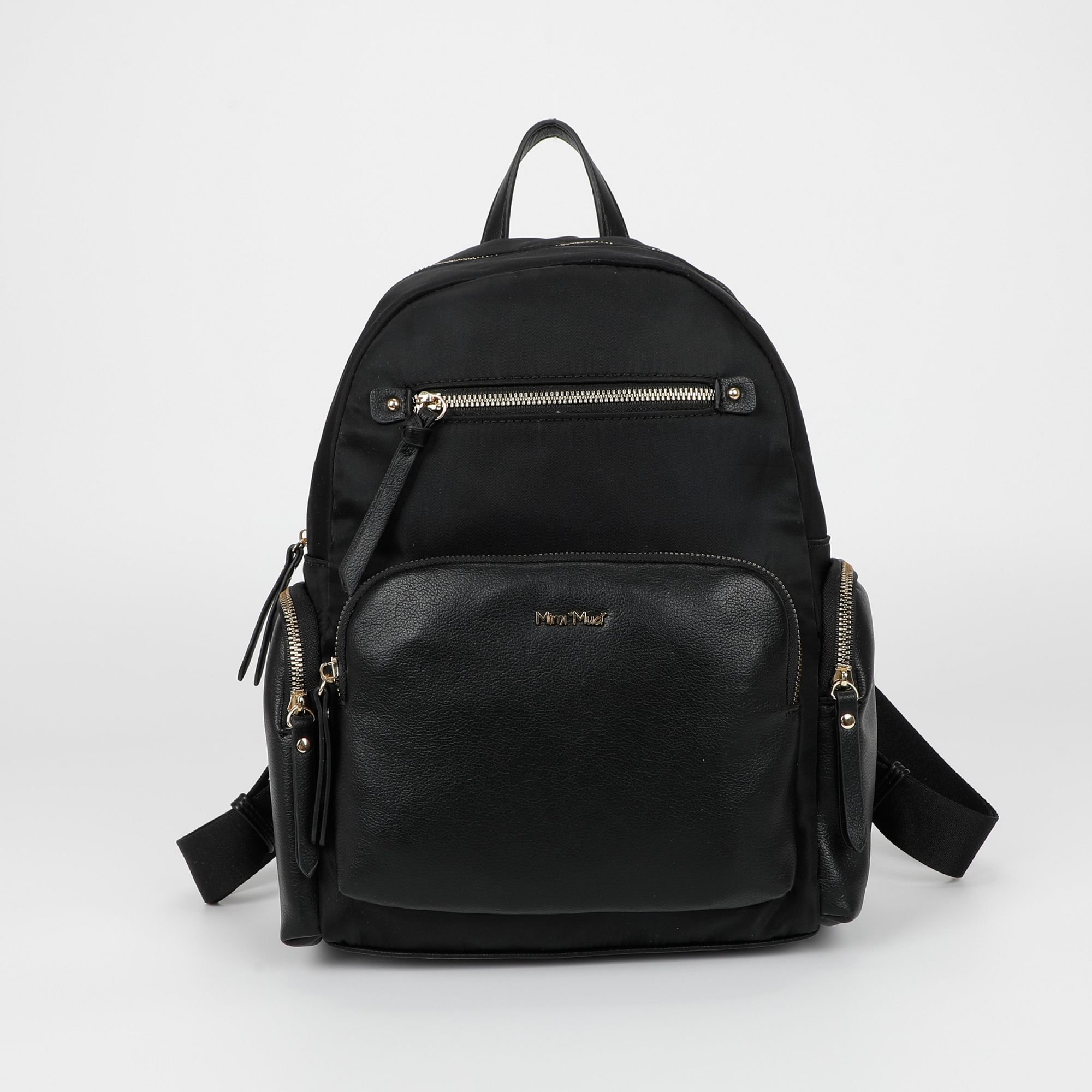 M8-Y201216_10003 Mochila en nylon con bolsillos en ecopiel - Imagen 1