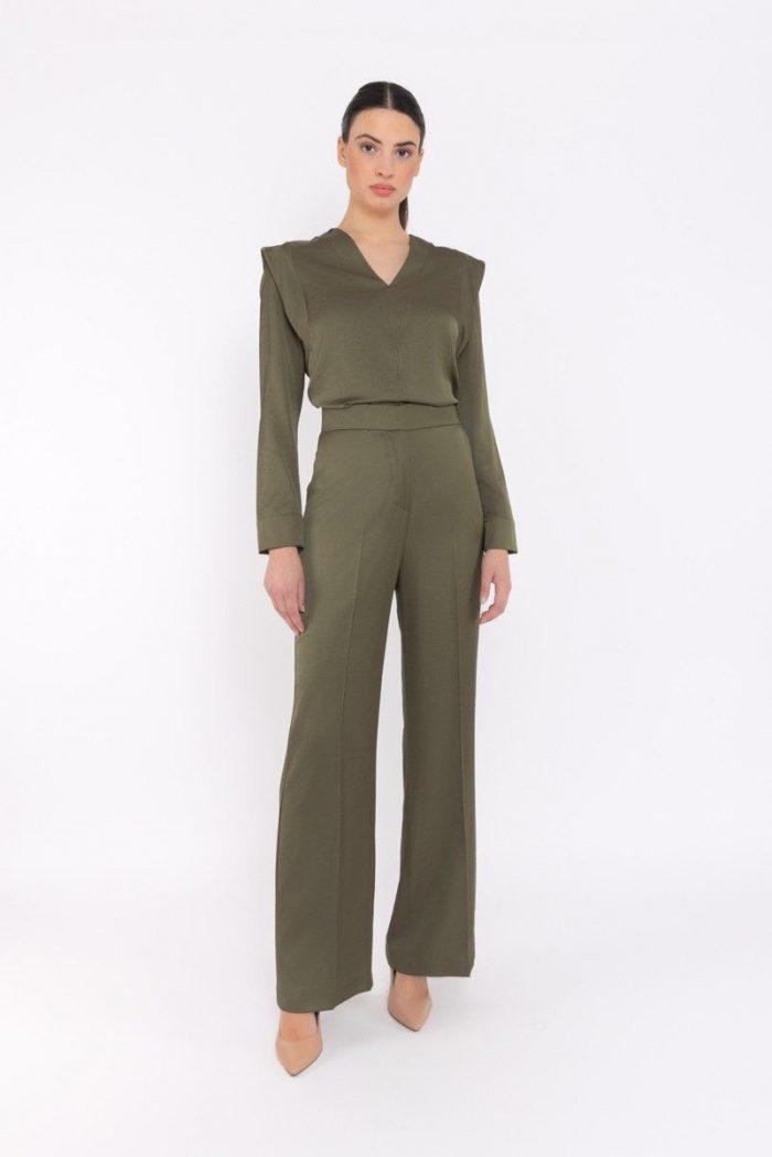 Blusa de Satén Hombros Estructurados - Imagen 1