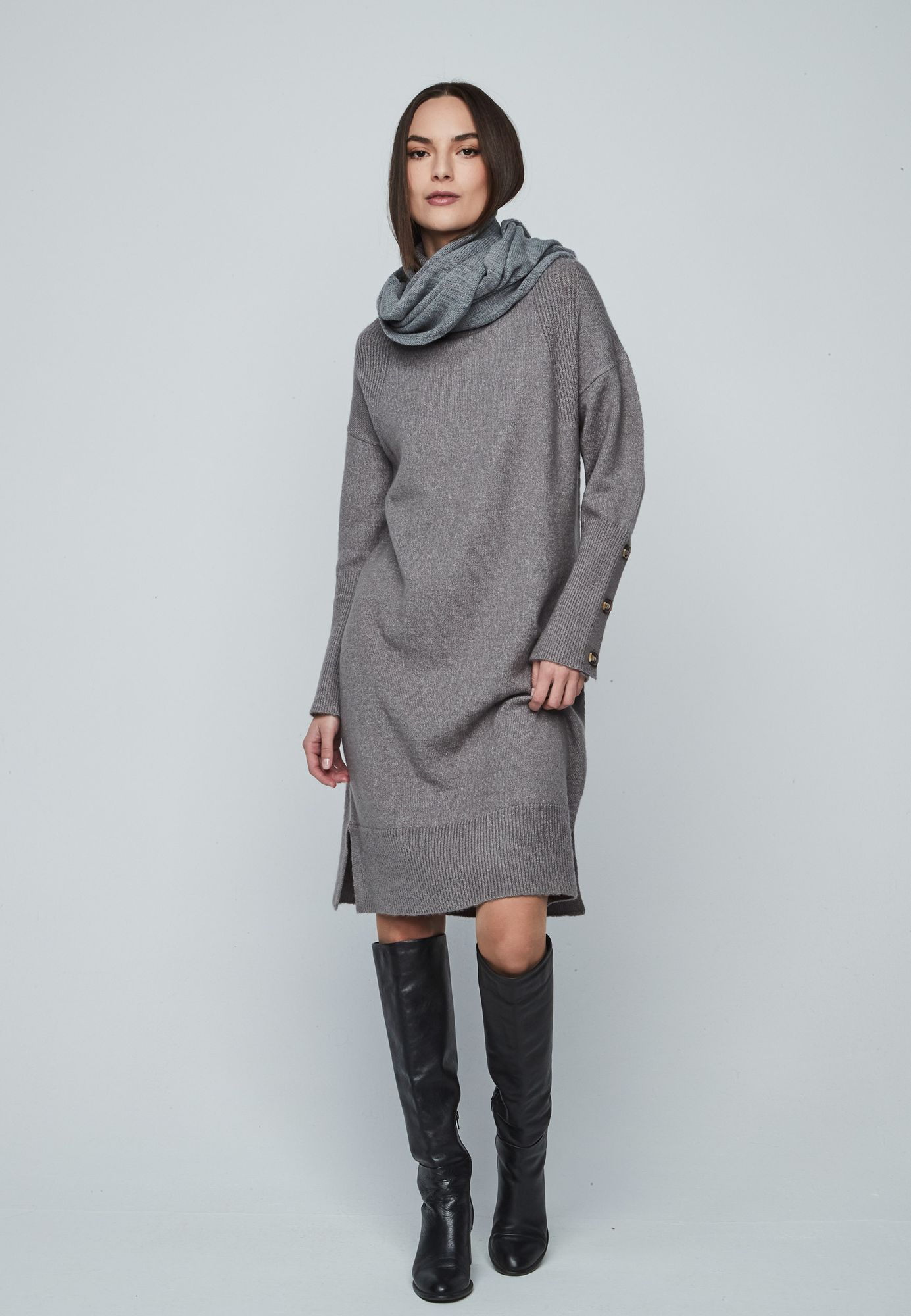 8003-262_001078_1 Vestido punto cuello chimenea - Imagen 1