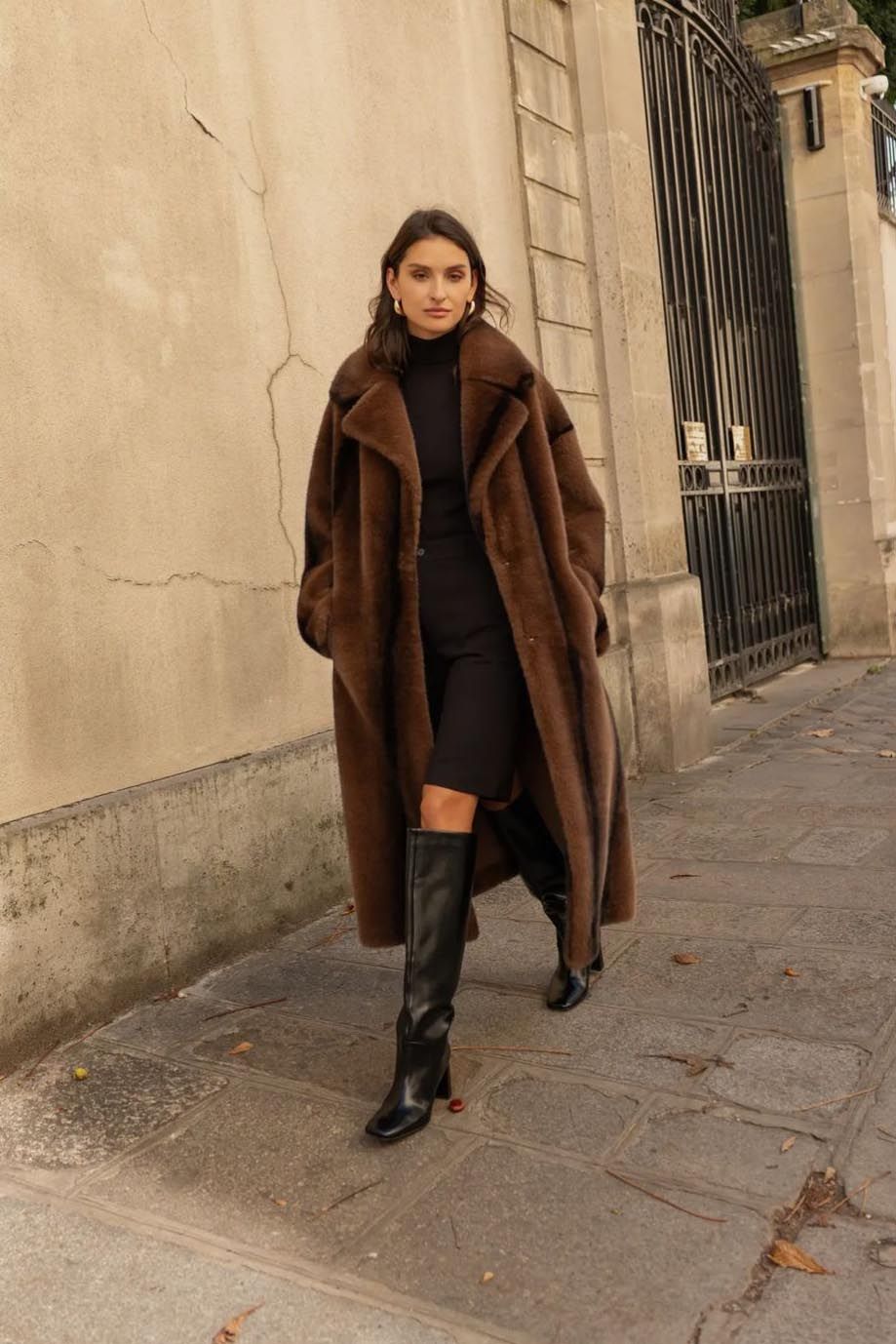 Abrigo_largo_piel_ecologica_efecto_vis%C3%B3n_6 Abrigo largo piel ecologica efecto visón - Imagen 1