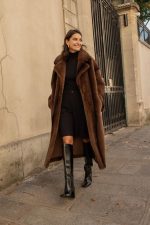 Abrigo largo piel ecologica efecto visón - Imagen 10