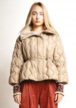 Parka Beige con Puño de Punto