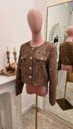 Chaqueta Chanel Pedreria Camel - Imagen 2