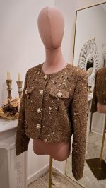 Chaqueta Chanel Pedreria Camel - Imagen 4