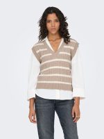 Chaleco de punto a rayas con cuello pico Only Katia - Imagen 2