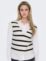 Chaleco de punto a rayas con cuello pico Only Katia - Imagen 5