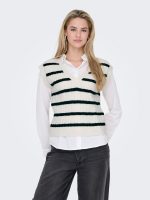 Chaleco de punto a rayas con cuello pico Only Katia