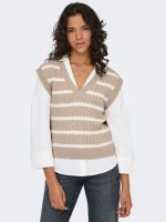 Chaleco de punto a rayas con cuello pico Only Katia - Imagen 11