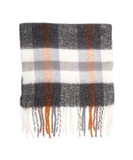 Bufanda manta cuadros con franja naranja - Imagen 3