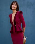 Vestido Midi Crepe y Terciopelo - Imagen 8