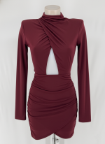 Vestido de Licra Cuello Alto Cruzado - Imagen 3