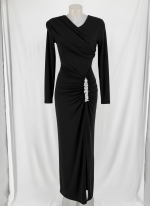 Vestido Largo de Crepe con Aplique Joya - Imagen 4