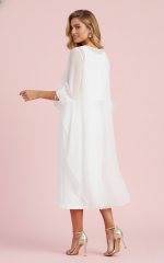 Vestido midi Florencia con capa y plumas - Imagen 5