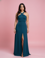 VESTIDO LARGO CRUZADO CON ABERTURA