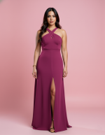 VESTIDO LARGO CRUZADO CON ABERTURA - Imagen 4