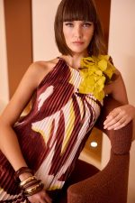 Vestido Largo Plisado Halter Blanca - Imagen 5