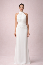 Vestido de Novia Halter con Drapeado de Tul