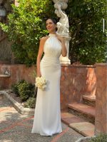 Vestido de Novia Halter con Drapeado de Tul - Imagen 8