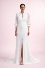 Vestido de Novia con Cuello Chimenea