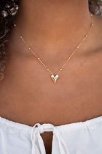 Collar de acero con corazón y cadena de bolitas - Imagen 2