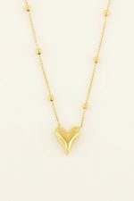 Collar de acero con corazón y cadena de bolitas