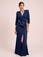 Vestido Largo Con Cinturón Flor