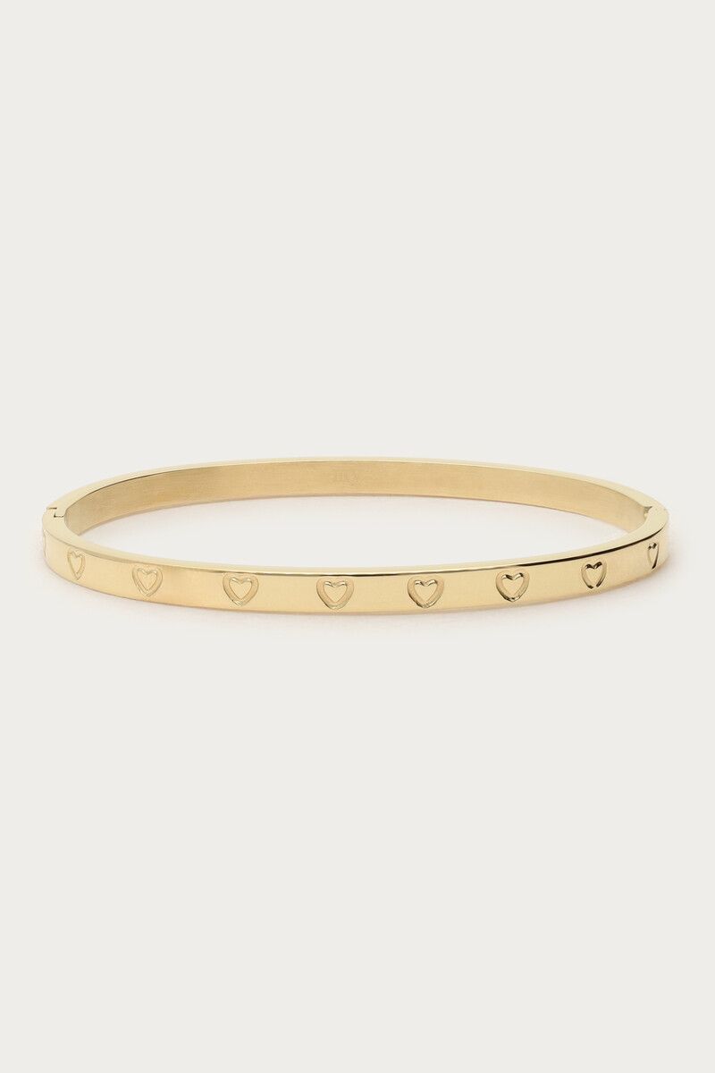 product_images-bangle_with_engraved_hearts-gold-front Pulsera rígida con corazones grabados - Imagen 1