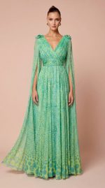 Vestido Largo Gasa de Seda Lunares