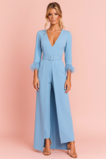 CONJUNTO DE PANTALON Y CASACA CON PLUMAS - Imagen 8