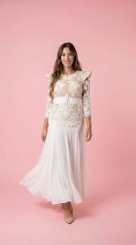 Conjunto de Cuerpo de Tul Bordado y Falda