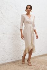 Vestido Midi Con Flecos Damasco - Imagen 2