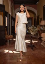 Conjunto de Falda Brocado de Seda Bruma