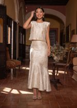 Conjunto de Falda Brocado de Seda Bruma - Imagen 4