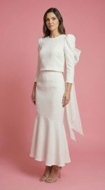 Conjunto tweed falda volante