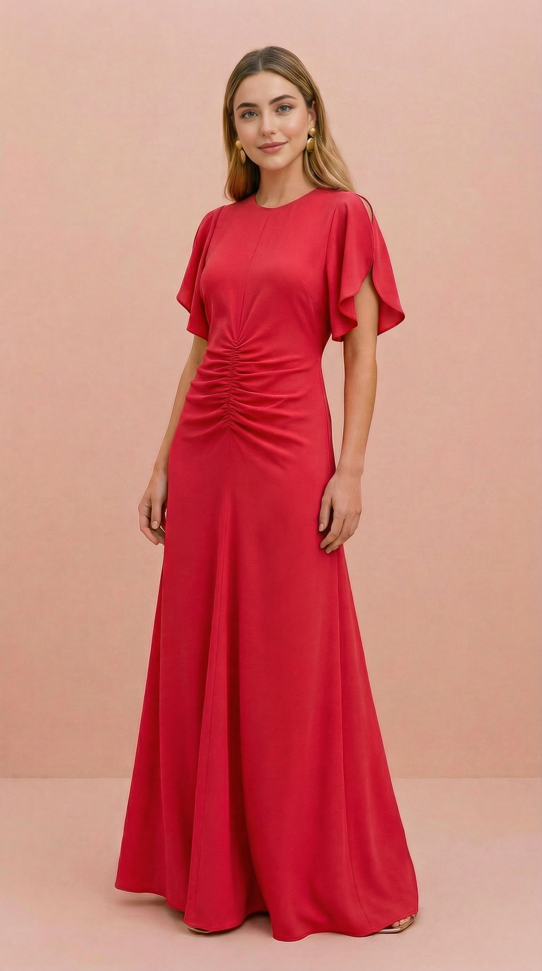 freepik__cambiar-el-color-del-vestido-a-un-rojo-fresa-inten__6583 Vestido Largo de Crepé Bimba - Imagen 1