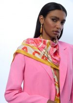 Pañuelo satinado con flores y tigres - Imagen 5