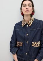 Cazadora denim con detalles leopardo - Imagen 4