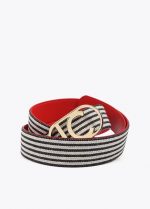 Cinturón reversible rojo y rayas