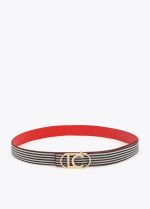 Cinturón reversible rojo y rayas - Imagen 6