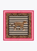 Pañuelo satinado con rayas y animal print