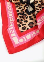 Pañuelo satinado con rayas y animal print - Imagen 2