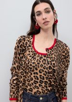 Cardigan con rib a contraste rojo - Imagen 7