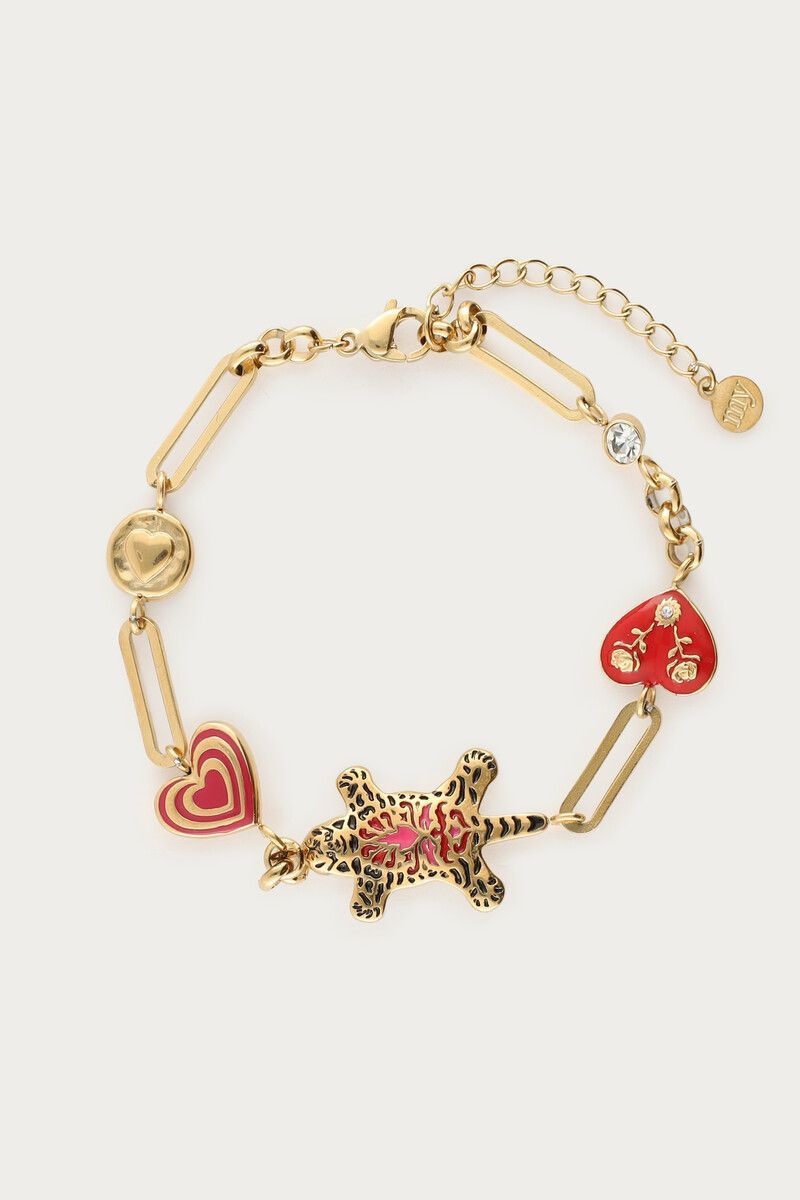 product_images-mystic_bracelet_leopard-_gold-_front Pulsera de acero con charm leopardo - Imagen 1