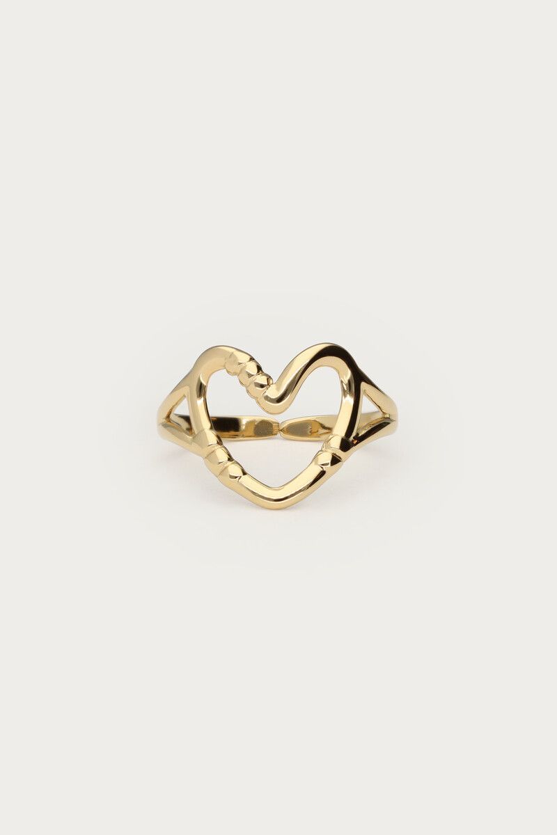 product_images-statement_ring_with_open_heart_gold_packshot Anillo con corazón abierto - Imagen 1