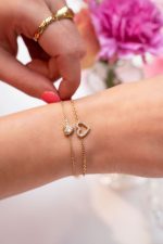 Pulsera corazón de diamantes de imitación