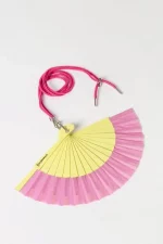 Mini abanico bicolor con cordón para colgar