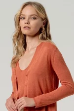 Cárdigan cuello pico abotonado - Imagen 4